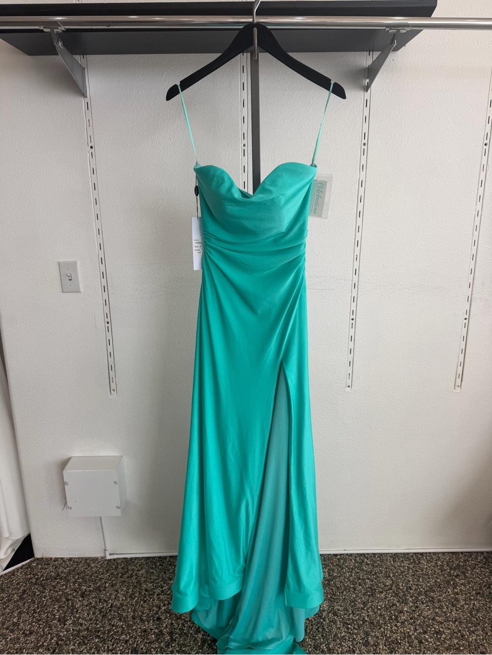 Clarisse 810542 Teal Strapless Evening Gown with Thigh Slit